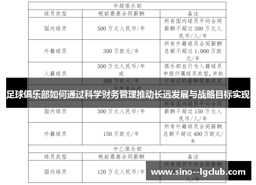 足球俱乐部如何通过科学财务管理推动长远发展与战略目标实现